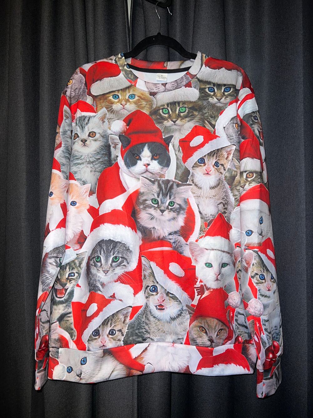 Ugly Christmas Sweater Xmas Sweatshirt Crewneck Size Large Cats